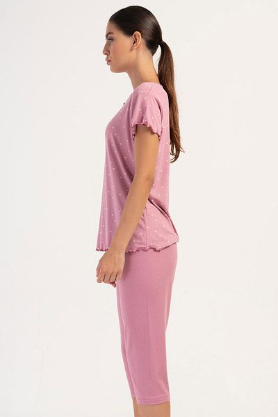 VİENETTA Women's Viscose Short Sleeve Capri Pajama Set, 404011