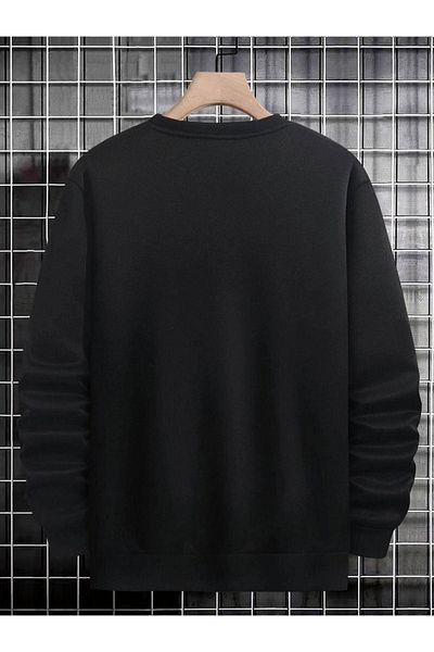 Boi Φούτερ Unisex Black Wake Print Crew Neck