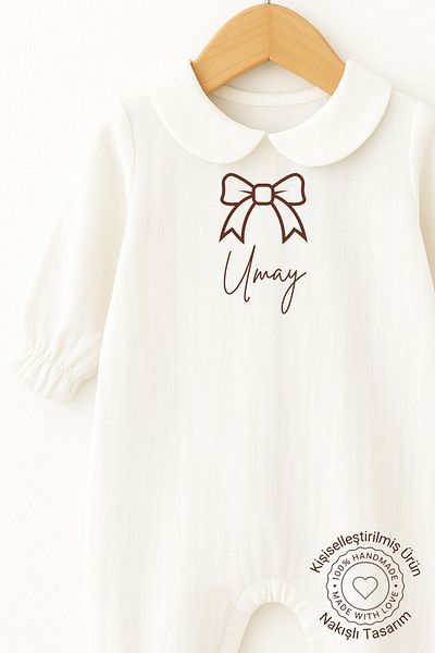 Minytrendy Baby Girl Name Printed Newborn Jumpsuit Muslin Hospital Discharge Set Baby Gift Mevlüt Outfit