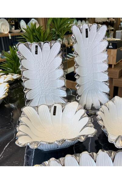 Onedekor Daisy Silver Luxury 5 Piece Serving Presentation Set