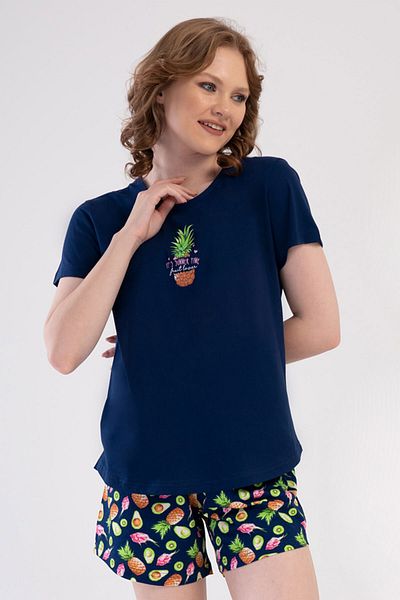 VİENETTA Cotton Women's Short Sleeve Shorts Pajamas Set, 409207