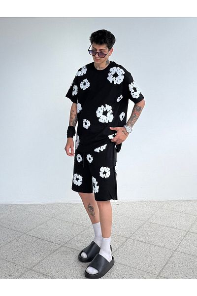 zaee D.Tears Printed Oversize Shorts Set