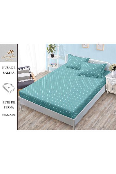 FIONNA.RO Satin Cotton Elastic Pillowcase 180x200cm - Blue with Stars