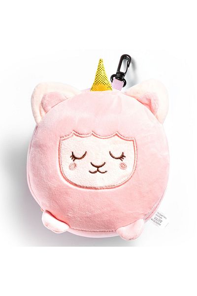 Gadget Master Travel Pillow with Eye Mask, Unicorn Design, Pink