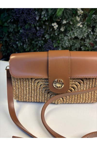 MaVaux Κάπρι Straw Look Leather Mix Κομψή τσάντα ώμου χιαστί