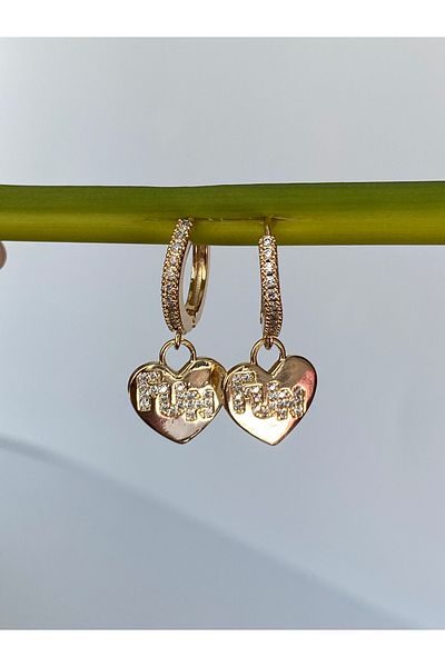 kurukafagift Ring Dangle Zircon Stone Heart Earrings