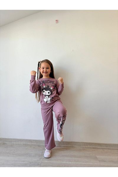 LİLLYPİCCA Girls' 2-Piece Set Character Patterned Sweatshirt and Wide Leg Pants