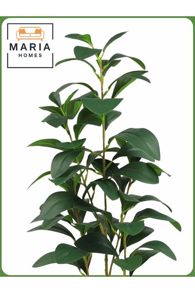 MARIA HOMES Artificial Lemon Leaf Plant 55 cm – Decorative Indoor Greenery with Black with silver dots Pot