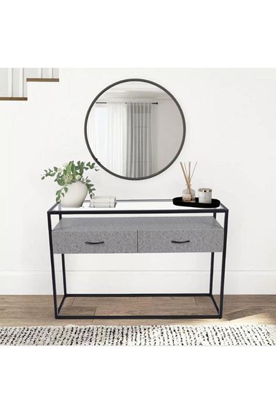 DEC4 Wooden console with gray glass