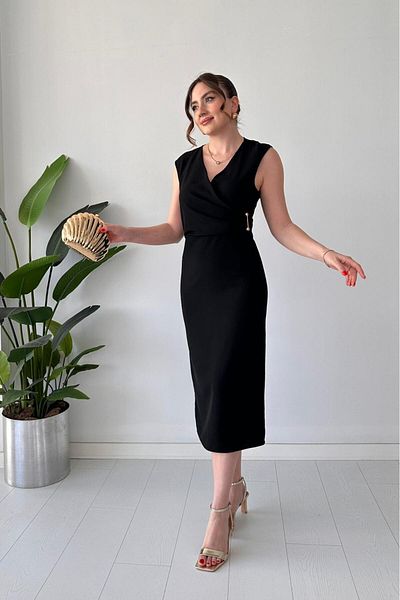 MaziButik Nail Buckle Dress Black