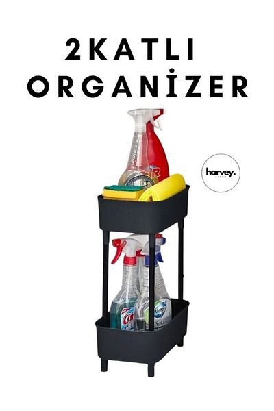 Harvey 2 Tier Organizer Bathroom Mutak Rack, Cabinet under Counter under Sink Detergent Rack, Tier Organizer