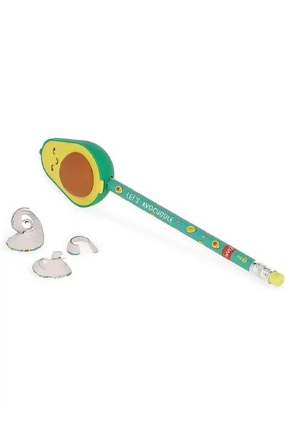 STOREMAX Legami - Pencil Sharpener with Eraser, Empty Chamber, Soft and Clean Eraser, 4 X 5.7 Cm, ​​Avocado Motif
