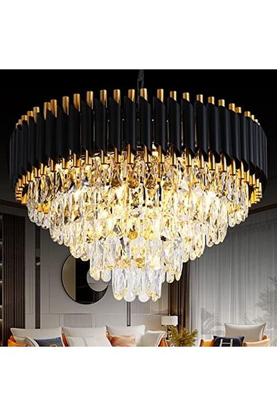 Almiftah Gold Modern Crystal Chandeliers 5-Tier K9 Round Crystal Chandeliers Light Fixture