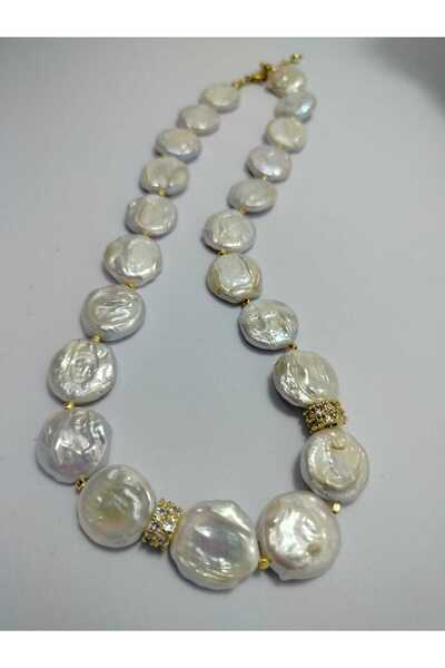 MONA GİSA BAROK İNCİ ZİRKON TAŞ APARATLI ÖZEL TASARIM KOLYE