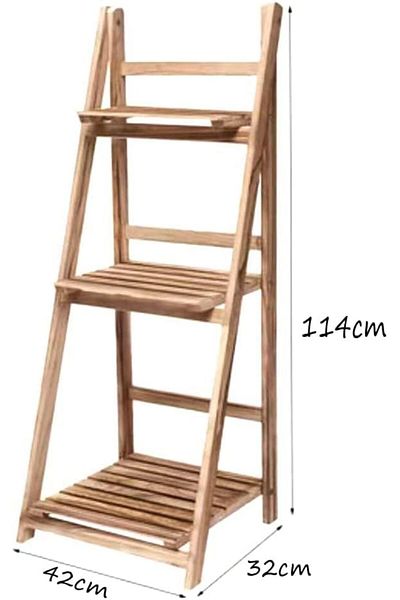 genric FFD 3-Tier Wooden Ladder Plant Stand – Foldable Indoor Shelf for Flowers, Books & Decor