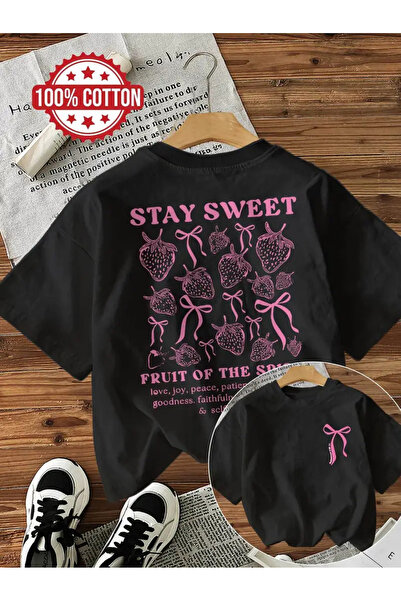 AEMİ Μπλουζάκι Unisex Stay Sweet με στάμπα Oversize Crew Neck