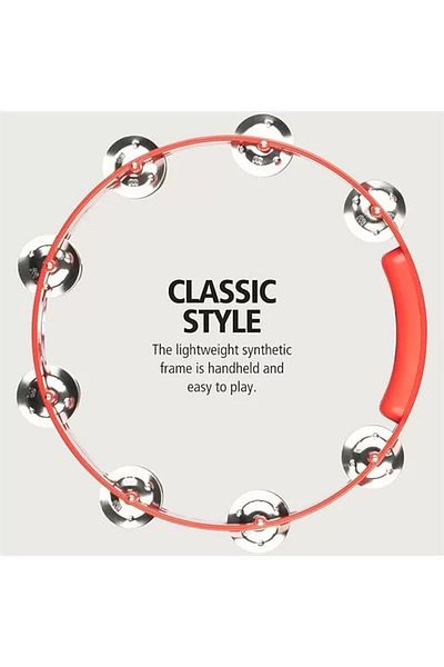 Mu Art Ahşap Percussion Htt10R από ανοξείδωτο ατσάλι Jingle 2-ρίγες 10 ιντσών τουμπίν (κόκκινο)