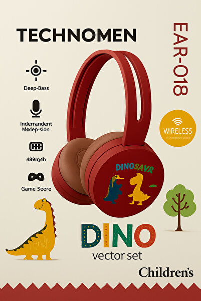 TECHNOMEN En İyi Bluetooth Çocuk Kulaklığı – 400 mAh, Net Ses, Uzun Pil Ömrüyle Performans