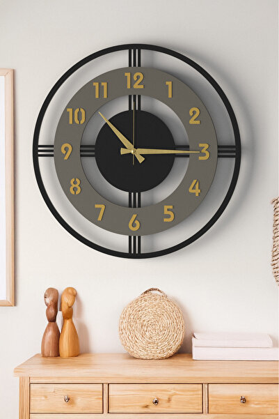 Decorative New Modern Mintaka Gold-Silver Mirror Digit Wooden Wall Clock 48cm