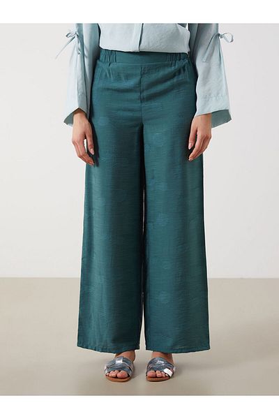 LC Waikiki New Season Elastic Waist Patterned Wide Leg Women's Trousers - S5Qf01Z8