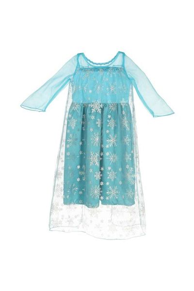 Glow Goods Set Costum de Petrecere pentru Fetițe, Design Elsa Frozen, 120 cm, Albastră