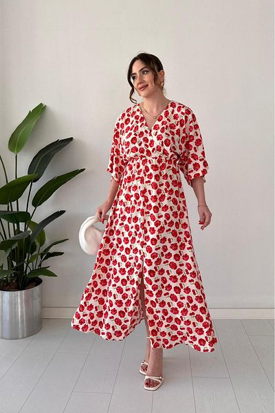 MaziButik Carnation Bat Dress Red