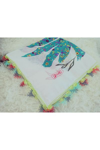 Cenk Handwork Needle Engraving Writing, Scarf, Jade, Mevlud Cover, Gift 4 Edge Embroidered