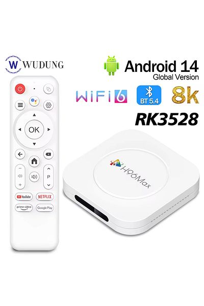 h96max Rk3518 4K Android 14.0 Tv Box 2Gb+16Gb Media Player Air Mouse Wifi6 Bt 5.4 Ethernet Voice Command