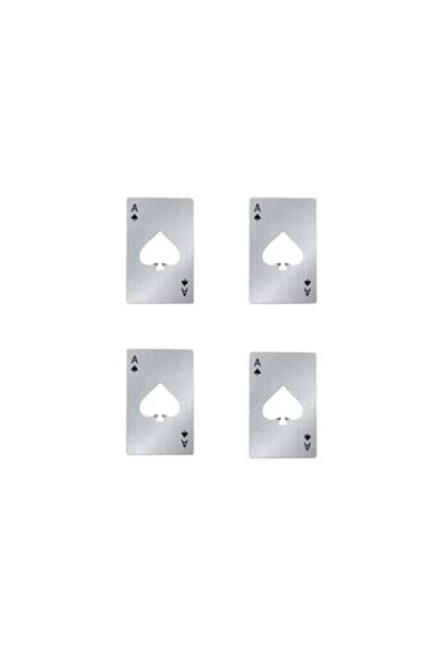 OEM Set 4 Bottle Openers in Playing Card Ace of Spades Design