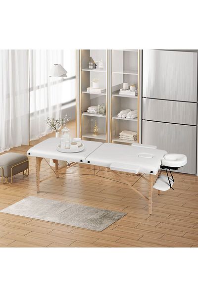 Mariani Professional Black Foldable Massage Table Bed with Wooden Frame for Professional Use