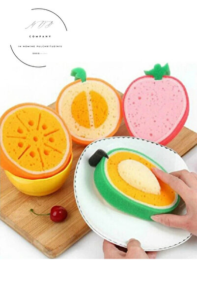 FORSEİ LUCA اسفنجة غسيل الصحون على شكل فاكهة، اسفنجة تنظيف ناعمة، قطعة واحدة