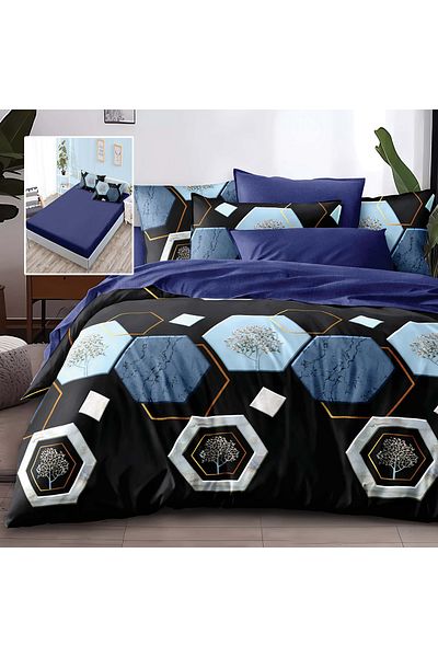 TextiLici Bed Linen Set Finet 6 Pieces with Fitted Sheet – 160×200 and 180×200 (HF6P236)
