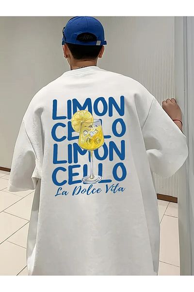 AEMİ Μπλουζάκι Unisex Lemon Cello με στάμπα Oversize Crew Neck