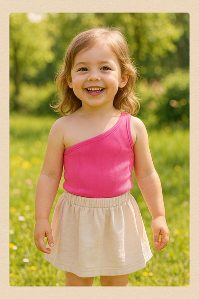 HEREN BUTİK Pink One Shoulder Girl's Crop