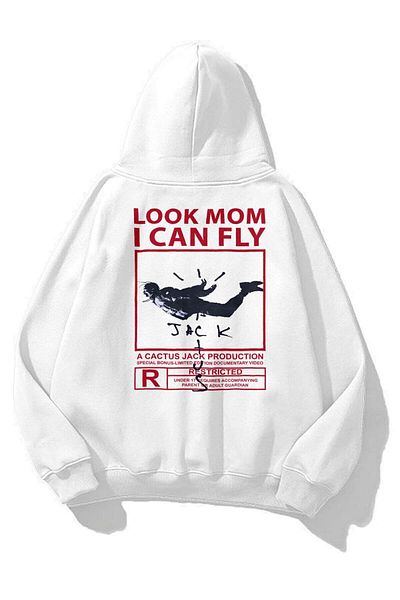 Boi Унисекс визия Mom I Can Fly суитшърт Beyaz