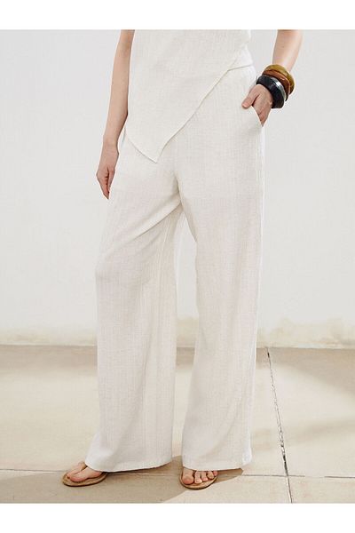 LC Waikiki Women's Linen Blended Pants with Elastic Waist