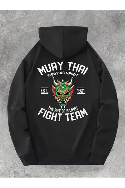 Boi Φούτερ με κουκούλα με στάμπα Muay Thai Fight Team
