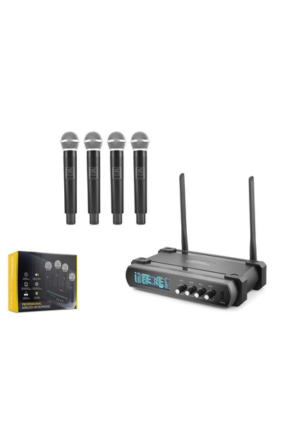 HADRON HDX2792 Kablosuz VHF El Mikrofonu 4 Lü Set - Siyah