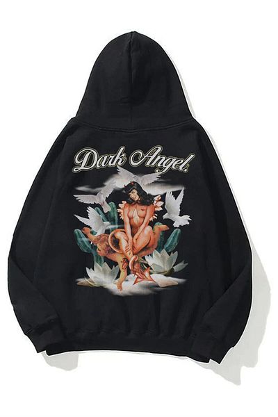 Boi Unisex Φούτερ Dark Angel Μαύρο Hoodie