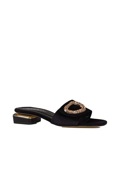 Trend Adımlar Black Plain Suede Satin Women's Acoustic Slippers