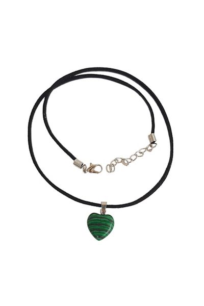 Roberta Pandantiv din malachit, piatră, 15 x 17 mm, formă de inimă, verde, cu șnur negru
