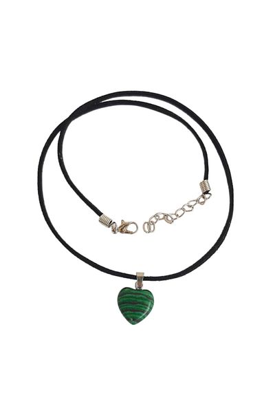 Roberta Pandantiv din malachit, piatră, 15 x 17 mm, formă de inimă, verde, cu șnur negru
