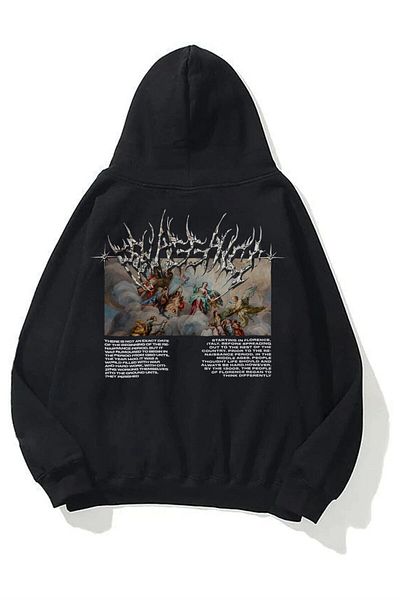 Boi Unisex Φούτερ αγγέλου Hoodie Μαύρο