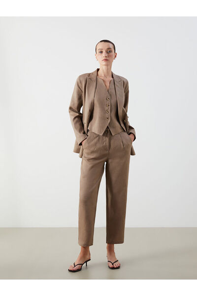 LC Waikiki Lcw Waist Elastic Linen Women's Trousers Fast Fashion