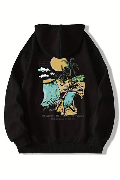 Boi Beach Printed Hooded Sweatshirt
