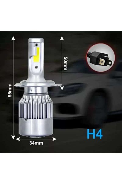 BGRJ Automotive H4 C6 LED bulbs, 6500k, 3800 lumens