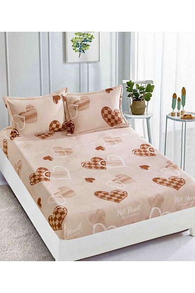 FIONNA.RO Cocolino Elasticated Duvet Cover and Pillowcases 180x200cm - Hot Heart