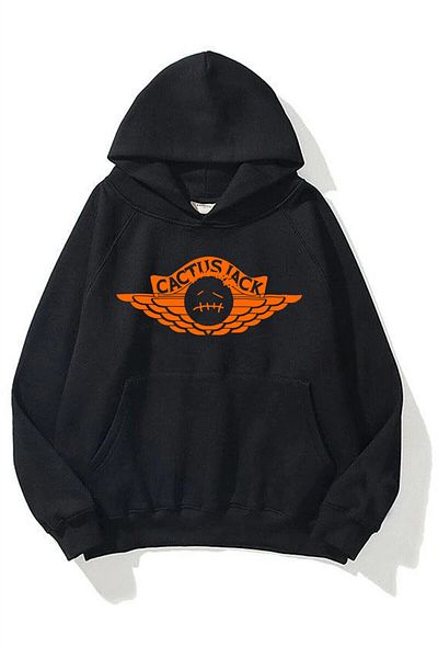 Boi Unisex Cactus Jack 202 Μαύρο φούτερ με κουκούλα