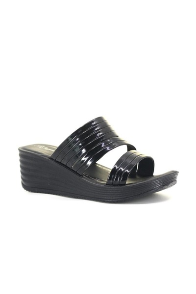 ŞAHGÜL Zenne Banded High Daily Slippers Black