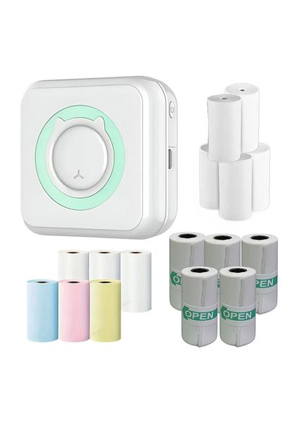 Mormark Mini imprimantă termică, imprimantă portabilă cu role de imprimare incluse, MINIORINTPACK